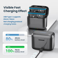 1 x RAW Customer Returns VOLOHAS Dual Battery Charger 2 Batteries for Insta360 X4 Camera High Speed Charger Battery Accessories Battery Storage Bag with USB Type-C Cable Supports PD3.0 PD2.0 Fast Charging Protocol - RRP €69.99