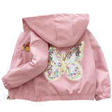 1 x RAW Customer Returns SXSHUN transitional jacket children girls outdoor jacket with butterfly pattern children s jacket cute jacket, pink, 152-158 - RRP €23.99