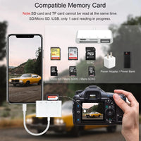 1 x RAW Customer Returns 4 in 1 SD TF Card Reader Portable OTG IOS Mobile Phone Camera Card Viewer Connector Memory Card Reader Adapter with Charging Port Compatible with iPhone, iPad, Camera, Windows Mac Desktop Laptop Plug Play - RRP €21.6