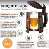 1 x RAW Customer Returns TESLYAR Handmade Natural Wood and Stainless Steel Beer Mug with Lid for Men 0.6 Liter 20 Ounce gifts for a father, men authentic souvenir Anniversary Day - RRP €30.18