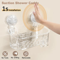 1 x RAW Customer Returns Luxear Shower Shelf with Suction Cup No Drilling Removable Shower Soap Holder Transparent Waterproof Shower Caddy Oil Resistant Shampoo Holder for Home Bathroom Kitchen - RRP €22.85