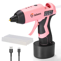 1 x RAW Customer Returns GoGonova Cordless Hot Glue Gun, USB Rechargeable, 15s Fast Heating, 25 Pcs 7 100mm Glue Sticks, for DIY and Craft Projects, Home Repairs, Pink - RRP €33.26