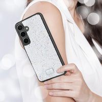 1 x RAW Customer Returns BEZ Cell Phone Case for Samsung Galaxy S24 Case Glitter, Sparkle Diamond Crystal Bling Case with Bling Co. Series for Samsung S24, Angel White - RRP €21.05