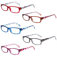 1 x RAW Customer Returns Kerecsen 5 Pairs of Reading Glasses Stylish Pattern Frame Reader Quality Fashion Women s Glasses for Women 5 Color Mix, 1.5  - RRP €18.14