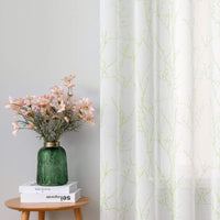 1 x RAW Customer Returns MIULEE Voile Curtain Sheer Transparent Curtain Set of 2 Tree Branches Printed Curtains with Eyelets Decorative Curtain Window Curtain for Bedroom and Living Room White 245 cm x 140 cm H x W Green - RRP €26.71