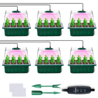 1 x RAW Customer Returns YAUNGEL Germination Tray with Grow Light, 6 Pieces Seedling Tray Mini Greenhouse Propagator with Adjustable Grow Light Brightness Humidity Seed Propagator Kit - RRP €26.77