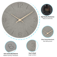 1 x RAW Customer Returns Warminn MDF Wooden Wall Clock No Ticking Noise Silent Modern 30cm Quartz Large Battery Operated Wall Clock Easy to Read for Room Home Kitchen Bedroom Office School Grey  - RRP €22.64