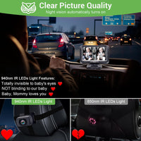 1 x RAW Customer Returns Rohent Baby Car Camera HD 1080P Baby Car Mirror 5 Minutes Easy Installation Crystal Night Vision Travel Safety Kit for Toddlers Rohent N06 - RRP €58.35