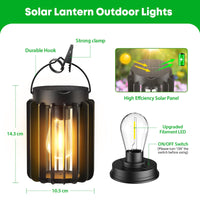 1 x RAW Customer Returns RECHOO Solar Lamps for Outdoor Garden Hanging, 2 Pack Solar Lantern for Outdoor with Large LED Bulb, IP65 Waterproof Solar Lights for Outdoor with Clip for Patio Lawn Balcony Yard Garden Decoration - RRP €19.99