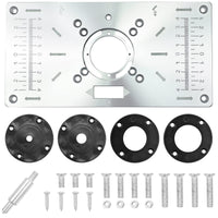 1 x RAW Customer Returns BIGP Aluminum Router Table Plate, Router Plate Aluminum Router Table Insert Plate DIY Milling Table Plate For Woodworking with 4 Rings and Screws Black  - RRP €19.15