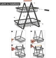 1 x RAW Customer Returns EWEMOSI Fruit Etagere Fruit Baskets with 2 Levels Fruit Bowl Modern Fruit Bowl, Practical Metal Fruit Baskets for Bread, Vegetables, Snacks, Corner Shelf Standing Storage Kitchen - RRP €21.17