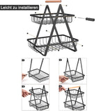 1 x RAW Customer Returns Fruit cake stand, fruit baskets with 2 tiers, fruit bowl, modern fruit bowl, practical fruit baskets made of metal for bread, vegetables, snacks, corner shelf, standing storage, kitchen - RRP €20.99