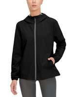 1 x RAW Customer Returns Mapamyumco Women s Lightweight Hooded Softshell Jacket for Running Hiking Windproof Water Resistant Black XS - RRP €33.47