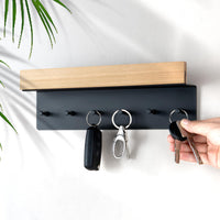 5 x RAW Customer Returns Wooden key rack with shelf, key holder, key rack with 6 hooks, wall key rack for entrance area, hallway, kitchen - RRP €131.05