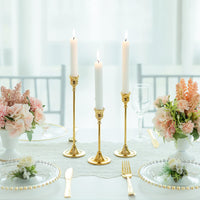 1 x RAW Customer Returns Romadedi candle holder metal gold set of 15 - decorative vintage candle holder in different sizes candle stand for pillar candles tapered candles wedding party Christmas table decoration 15 19 24cm - RRP €95.62