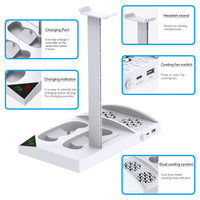 1 x RAW Customer Returns FYOUNG Vertical Cooling Stand with Controller Charging Station and Battery for Xbox Series S Accessories, Charging Station with Fan and 2x1400mAh Rechargeable Battery and Headset Holder - White - RRP €47.39