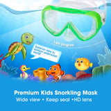 1 x RAW Customer Returns Snorkel set for children, diving goggles, children s anti-fog and dry snorkel, anti-leak diving mask, dry snorkel, snorkeling set for boys and girls green set . - RRP €30.24