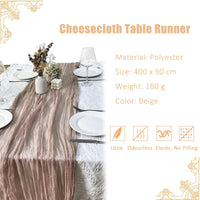 1 x RAW Customer Returns Table Runner Beige, QeeFop 5 Pieces 90 x 400 cm Table Runner Muslin Fabric Table Decoration Wedding Boho Gauze Cheesecloth Table Runner for Wedding, Birthday, Table Decoration Beige  - RRP €35.28