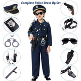 1 x RAW Customer Returns Police Costume Children with Police Equipment Police Shirt Pants Police Hat Handcuffs Police Badge Belt Sunglasses Walkie Talkie Police Toy for Children Boys Halloween Carnival S  - RRP €41.09