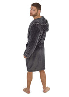 1 x RAW Customer Returns CityComfort bathrobe men, cozy fleece dressing gown with hood and pockets, plush warm housecoat long, soft sauna robe for spa and vacation, soft robe, gifts for men XXL, anthracite  - RRP €27.77