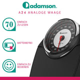 1 x RAW Customer Returns Adamson A24 analogue scale - NEW 2024 - up to 160kg, non-slip rubber surface, extra large digits, high-precision analogue bathroom scale, durable, 20-year support for household, bedroom, bathroom - RRP €50.39