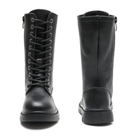 1 x Brand New DADAWEN girls half-shaft boots, winter shoes with zip, lace-up ankle boots, black, 26 EU - RRP €60.0