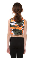 1 x Brand New Kids Girls Neon Fluorescent Camo Vest Crop Tops T-Shirt Tee Vest Dancewear Gymnastics Costume Neon Orange Camouflage 13-14 Years - RRP €27.6