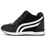 1 x RAW Customer Returns Sosenfer women s sneakers with wedge heel wedges 7cm shoes breathable lightweight sports shoes running shoes casual shoes sneakers black 40 - RRP €40.33