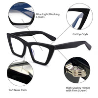 1 x RAW Customer Returns GLINDAR Blue Light Cat s Eye Glasses. Protection against Screens and Monitors. High Quality Acetate Frame - For Women. Black  - RRP €18.23