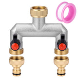 1 x RAW Customer Returns Zocipro 2-way faucet water distributor made of brass, for 2 devices garden hoses, 2-way distributor water 3 4 inch with ball valve for adjusting and shutting off the water flow - RRP €24.99