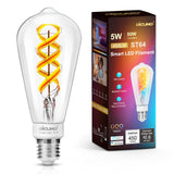 1 x RAW Customer Returns DiCUNO Smart vintage light bulb E27, 5W filament ST64 Edison, LED intelligent bulb 450lm, RGBCCT dimmable 2700-6500K, controllable via APP, compatible with Alexa, Echo Dot, Google Home, 230V, 1 pack - RRP €20.16