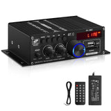 1 x RAW Customer Returns AK-380 Bluetooth 5.0 HiFi Amplifier 2.0 Channel 40W x 2 Max. 400W Mini Amplifier Stereo Audio Power Amplifier Receiver with USB SD Slot, FM Radio for Car and Home Speakers - RRP €36.29