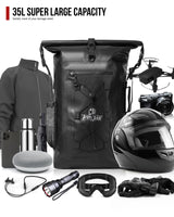 1 x RAW Customer Returns Waterproof Motorcycle Backpack 40L also for Bicycle with Detachable Shoulder Waistband 500D PVC Black Waterproof Bag with Side Pockets Resistant to Rain, Snow and Mud - RRP €69.99