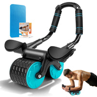 1 x RAW Customer Returns Automatic Rebound Abdominal Roller, New Wheels Roller Domestic Abdominal Trainer, Abdominal Roller for Abdominal Muscle Training, Abdominal Roller for Abdominal Muscle Training with Stable Double Wheels Black  - RRP €30.85