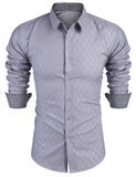 1 x RAW Customer Returns COOFANDY Men s Shirts Long Sleeve with Pattern Business Shirt Men Regular Fit Casual Shirts Men Shirt Non-Iron,Light Grey,S - RRP €37.3