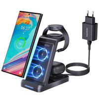 1 x RAW Customer Returns MANKIW Inductive Charging Station for Samsung, 3 in 1 Charging Station Compatible for Samsung Galaxy S24 S23 S22 S21, Note 20 10, Z Fold 5 4 3, Galaxy Watch 6 5 4 3 Active 2 1, Galaxy Buds2 Pro Live - RRP €26.99