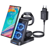 1 x RAW Customer Returns MANKIW Inductive Charging Station for Samsung, 3 in 1 Charging Station Compatible for Samsung Galaxy S24 S23 S22 S21, Note 20 10, Z Fold 5 4 3, Galaxy Watch 6 5 4 3 Active 2 1, Galaxy Buds2 Pro Live - RRP €26.99