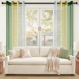 1 x RAW Customer Returns Topfinel Curtains Living Room Curtain Green Gradient Transparent Curtains with Eyelets Bedroom Curtain 160 cm Long Curtains Drapes Over Curtains 140 Wide Loop Curtain Window Curtains - RRP €22.18