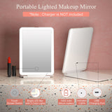 1 x RAW Customer Returns FUNTOUCH Cosmetic Mirror with Lighting, Rechargeable Portable Ultra Slim Travel Mirror with Light, 3 Color Lights, Dimmable Touch Screen Makeup Mirror, Foldable Makeup Mirror White  - RRP €18.38