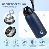 1 x RAW Customer Returns FJbottle drinking bottle stainless steel 1L, 800ml, 600ml, 400ml children BPA-free leak-proof water bottle thermos bottle sports, suitable for carbonated drinks thermos flask for university, school, fitness,  bicycle - RRP €19.67