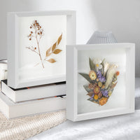 1 x RAW Customer Returns Anhow 2-pack 3D picture frames for filling, 3D picture frame deep object frame 23 x 23 cm with transparent real glass for table top and wall - white 3 cm - RRP €23.18