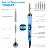 1 x RAW Customer Returns WaxRhyed 80W Soldering Iron Kit, LCD Display, Professional, Adjustable Temperature 200 -450 , 5 Pcs Soldering Tip and Wire - RRP €16.72