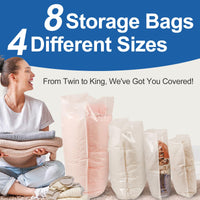 1 x RAW Customer Returns Vacuum Storage Bags for Clothes with Electric Pump, 8 Pack 2 Jumbo, 2 Large, 2 Medium, 2 Small , Vacuum Bags for Duvets, Blankets, Comforters, Pillows, Travel, Moving - RRP €35.99