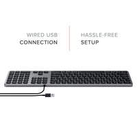 1 x RAW Customer Returns SATECHI Aluminum USB Wired Keyboard with Numeric Keypad - for M2 M1 MacBook Pro Air, M2 M1 iPad Pro Air, M2 Mac Mini, iMac M1 Space Grip, US English QWERTY Layout  - RRP €52.15