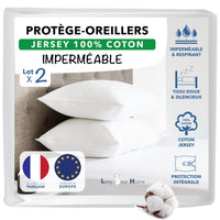 1 x RAW Customer Returns Lazy Bear Home Pillow Protector 40x60 cm Waterproof Pack of 2, 100 Cotton Jersey, pillowcase underlay French brand, Made in EU - RRP €15.98