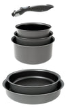 1 x RAW Customer Returns BATTRINOX 199952 Set of pans and pots for all stoves, including induction stoves, 6 pieces, black - RRP €64.9