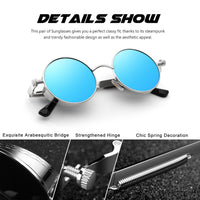 1 x RAW Customer Returns CGID E72 Polarized Men s Sunglasses Retro Steampunk Style Round Metal, 2 pieces - RRP €27.22