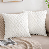 1 x RAW Customer Returns MIULEE Spring Cushion Covers Set of 2 Wool Sofa Cushions Soft Throw Pillows Soft Cushion Cover Couch Cushion Decorative Pillowcase for Sofa Bed Living Room Bedroom 50 x 50 cm White - RRP €19.99