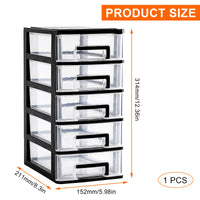 1 x RAW Customer Returns Black Plastic Drawer Organizer Storage, Plastic Organizer Drawers, 5-Layer Multifunction Storage Drawer, Transparent Drawers for Office or Bedroom - RRP €24.09