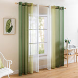 1 x RAW Customer Returns MIULEE Set of 2 Voile Curtains Two-Tone Curtain with Eyelets Transparent Curtain Eyelet Curtain Window Curtain Translucent for Bedroom, 140 x 145 cm, Oliver Green - RRP €20.16